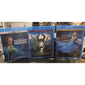Bundle of Disney Blu-Ray Movies 3 Pack The Good Dinosaur Maleficent Cinderella